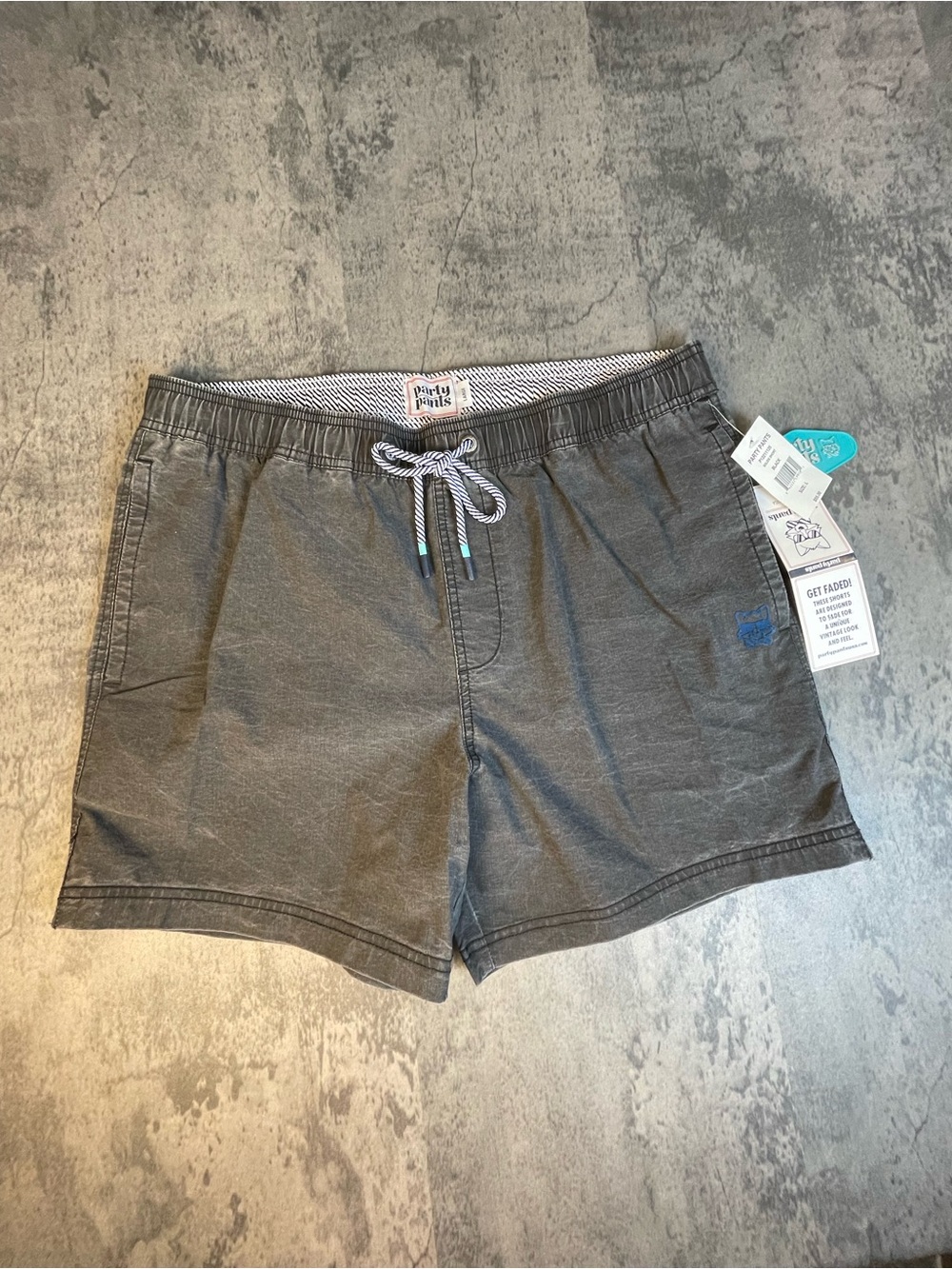 Party Pants Men's Athletic Drawstring Shorts in Washed Gray